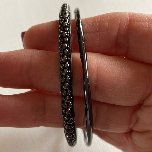 RJ Graziano CN Bangle Bracelets in Gunmetal Gray, set of 2, 8" - Picture 4 of 5